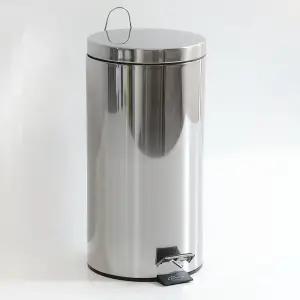 스텐 페달 휴지통 20L/쓰레기통/종량제/스레기/폐달/뚜껑/쓰래기통/씽크대/페달식/가정용/사무실/화장실