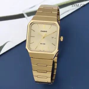 정품 스타샵 카시오 MTP-B185G-9A 클래식 캘린더 골드 스퀘어 프리버클 남자 메탈 시계 c167
