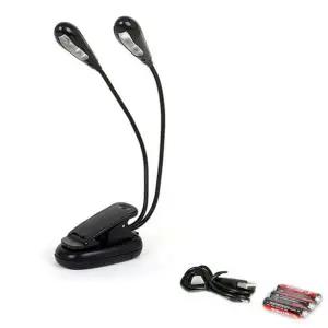 유연 조명 클립온 듀얼 무대 휴대용 조명 건전지 소형 공연 독서대 보면대 스탠드 여행용 독서등 피아노