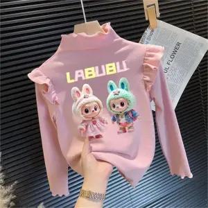 아벨리 라부부 목폴라 여아 맨투맨 주니어 상의 아동 겨울 어린이 라운드 긴팔