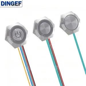 푸쉬락스위치 푸쉬온 161922mm 초단형 LED 라이트 스위치 12V 24V 순간 자동 리셋 방수 금속 푸시 버튼 와