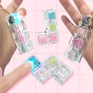 클리어 불빛 딸깍이 키링 LED 키보드 열쇠고리 가방고리 단체선물