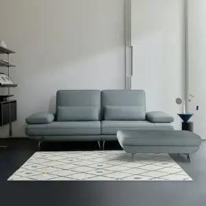 [룸스프레이 증정][다우닝] 플라나 베이직 3인 전체 통가죽 소파+스툴