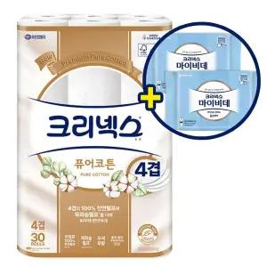 크리넥스 4겹 퓨어코튼 화장지 25m 30롤 (마이비데 물티슈 30매 2개 증정)