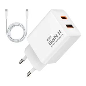 GaN2 초고속 C타입 USB충전기 45W PD PPS 1M 충전케이블 갤럭시탭 태블릿 스마트폰 노트북 급속 듀얼아답터