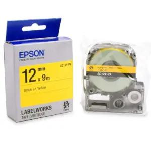 (12mm) (EPSON) 라벨테이프 (SC12Y 노랑 검정)/라벨인쇄/라벨출력/글씨인쇄/사무기기/프린터용품/카트리지