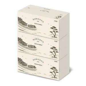 [담이연]먼지없는 대나무 천연펄프 미용티슈, 무형광 친환경 페이셜 갑티슈 220매 3개