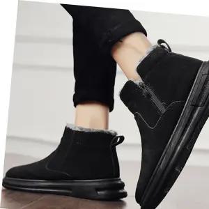 따뜻한신발 남성 퍼부츠 겨울 스웨이드 장화 방한화 짧은 부츠