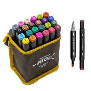 아토스 트윈 마카펜 24색 세트 드로잉 미술용 채색 트윈마카 유성마카펜