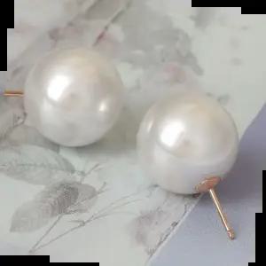 여성귀걸이 골드필드 핀 빅 진주 귀걸이 14K 16mm