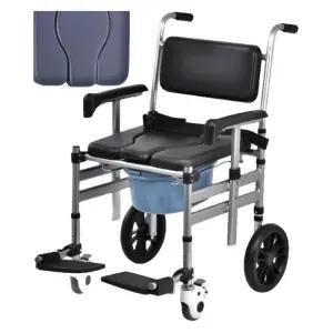 이동식 환자용 화장실 변기 노인용 간이 좌변기 의자 접이식 바퀴형