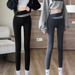 [제이커머스]배색 사선 크로스 탄력 통기성 좋은 여성 9부 레깅스 요가 필라테스 스포츠