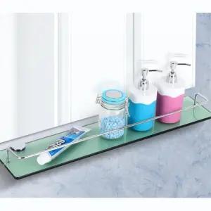 초록 유리판 샴푸 비누 거치 일자 선반 무타공 변기위수납