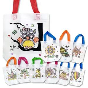 부직포 그림 꾸미기가방만들기 -10개랜덤혼합(채색도구포함)교육용만들기 재미있는만들기 만들기세트 공작