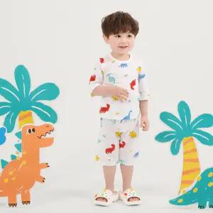 올로미미 아동용 비비드디노 7부 오가닉 순면100% 실내복 상하의 세트