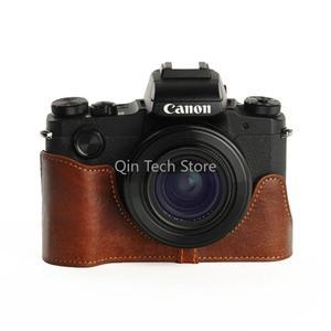 호환 카메라 가죽 하프 케이스 커버 박스 가방 캐논 G1X Mark III 보호 슬리브 베이스 액세서리