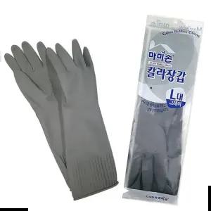 주방장갑 마미손 라텍스 목긴 작업용 주방용 고무장갑 대 회색