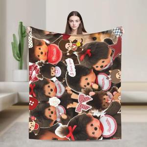 귀여운 몬치치 담요 고성능 슈퍼 소프트 침구 겨울 소녀 야외 패턴 침대보