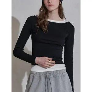 [하프클럽/]베이직 레이어드 배색 라운드 티셔츠 LN04TS102