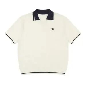 반팔티 LQC W233001TPS81-OWH 남성 브이넥 니트 반팔 폴로