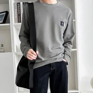 롱 슬리브 티셔츠 레이어드 루즈핏 데일리 남성 와플 티셔츠 봄가을