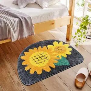 플라워러그반원 발매트 침실 카펫 G. 다크브라운스퀘어패드마운틴레이크클리어 60x40cm