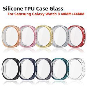 삼성 갤럭시 워치 8 40MM 44MM용 소프트 TPU 케이스 글래스, 스크린 시계줄 전체 범퍼 워치8 쉘 프레임 보호 커버