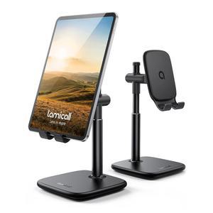 라미콜 알루미늄 태블릿 스탠드, 데스크 IPad 홀더 - 높이 조절 가능한 스탠드 마운트, 1.5파운드 헤비 베이스, Pro 12.9, 미니, 에어, 킨들, 갤럭시 탭, 4-12.9인치 디바이스, 블랙