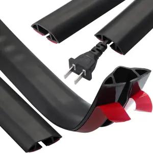 누오고 16피트 바닥 코드 커버 실리콘 케이블 프로텍터 연장 전선 정리함 히더 홈 오피스 차고 관리 블랙