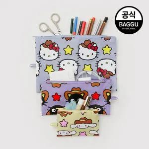 [바쿠]BAGGU 바쿠 플랫 파우치 셋 헬로키티 앤 프렌즈 웨스턴