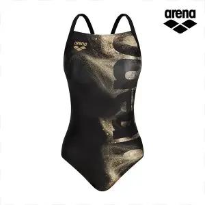 [아레나수영복] 골드웨이브 여성 원피스 싱글 크로스 스트랩백 A6SL1LO11BLK