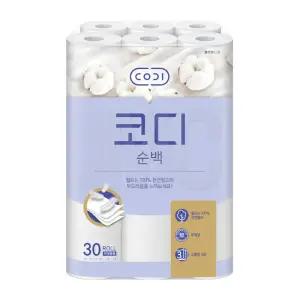 코디 순백 3겹 화장지 25m 30롤 1팩