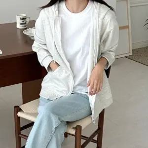 여자 고등학생 교복 백멜란지 투웨이 집업 후드티 (KYR-WFAA628)