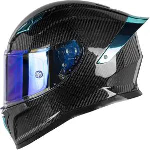 스포일러 스포츠 투어링 스트리트 오토바이 헬멧이 포함된 카본 파이버 풀 페이스 헬멧 - 블루투스 준비