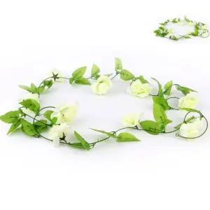 조화장미넝쿨 조화 장미넝쿨 화이트 9송이 인조넝쿨 인테리어 90cm