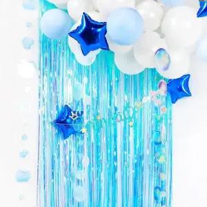 할로윈파티소품 홈파티 홈파티소품 파티장식 할로윈파티장식 홈파티용품 은박수술커튼 블루