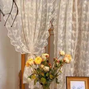 유럽풍 빈티지 레이스 화이트 물결 아이보리 커튼 커텐 자수 공주 하늘하늘