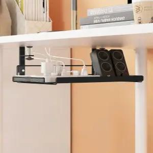 책상 아래 정리 블랙 바구니 상자 접착후크 무타공 소형