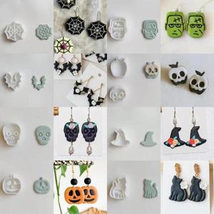 할로윈 시리즈 클레이 몰드 마녀 모자 고양이 좀비 뼈 호박 박쥐 유령 커터 DIY 귀걸이 쥬얼리 펜던트 수제