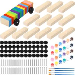 노바브라이트 12세트 목재 DIY 자동차 미완성 목공 페인팅 공예 키트 쉬운 가족 활동 예술 및 가족을 위한