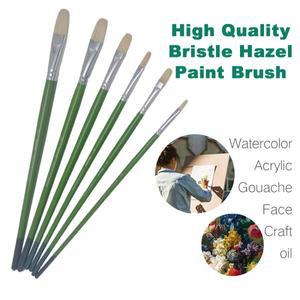6개/대 하드 돼지의 강모 디자인 유화 브러쉬 롱 자작 나무 막대 헤이즐 모양 그림 세트 드로잉 미술 용품