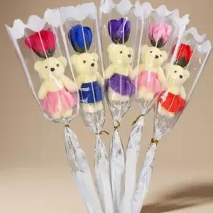 베어 미니졸업식꽃다발 졸업식 특이한꽃다발 꽃다발 한송이 장미꽃 유치원 어린이집 유치원졸업식꽃다발