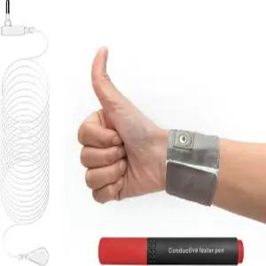 NIULAFR 접지 손목 스트랩 스트레스 해소 에너지 증가를 위한 100 실버 섬유 밴드 연결 팔찌 2.8x10.2인치