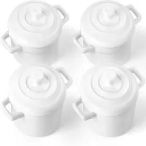 라레이나 미니 코코트 - 12온스 세라믹 카세롤 접시 손잡이와 뚜껑이 있는 주방 세트 작은 베이킹 라메킨