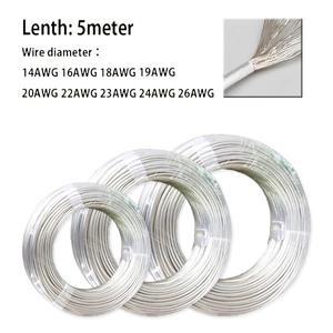 1pcs 5M 실버 도금 OCC FEP 와이어 고순도 OFC 구리 케이블 Hi-Fi 오디오 앰프 스피커 DIY 14/16/18/19/20/