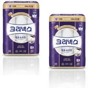 크리넥스 데코&소프트 3겹 화장지 40m x 30롤 x 2