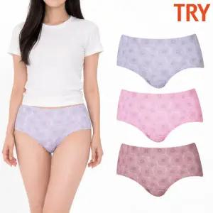 트라이 여성면팬티 플라워 꽃무늬팬티 엄마 할머니 삼각 맥시 은나노 3매입 세트