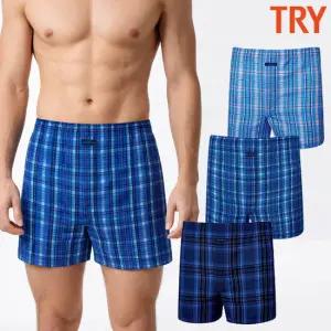 트라이 남자트렁크팬티 선염 주름지 붙지 않는 여름 사각팬티 박서 3매입 세트