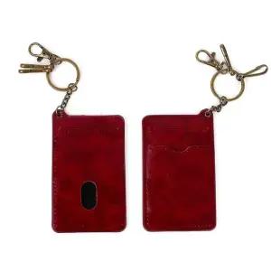 레드 단면지갑 카드 지갑 슬림 열쇠고리 가죽 단면지갑 양면지갑 빈티지카드지갑