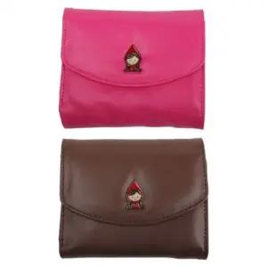 3단 여성 지갑 장식 포켓 소가죽 빈티지 여자 가죽 지갑 학생지갑 캐릭터 아동지갑